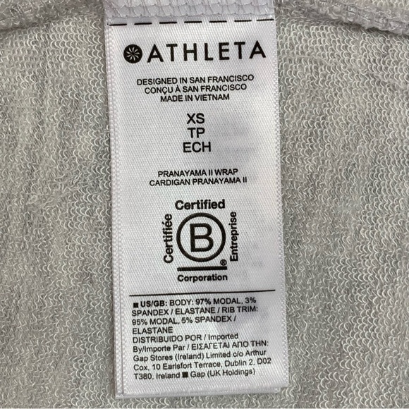NWT Athleta Women's Gray Cardigan Sweater French Terry Tranquility Wrap Size XS - Picture 13 of 14